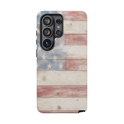 White Wood Flag Tough Case