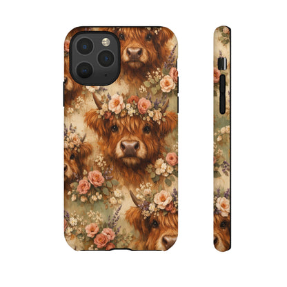 Floral Highland Cow Tough Case