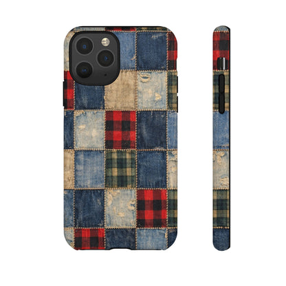 Denim Plaid Patchwork Tough Case
