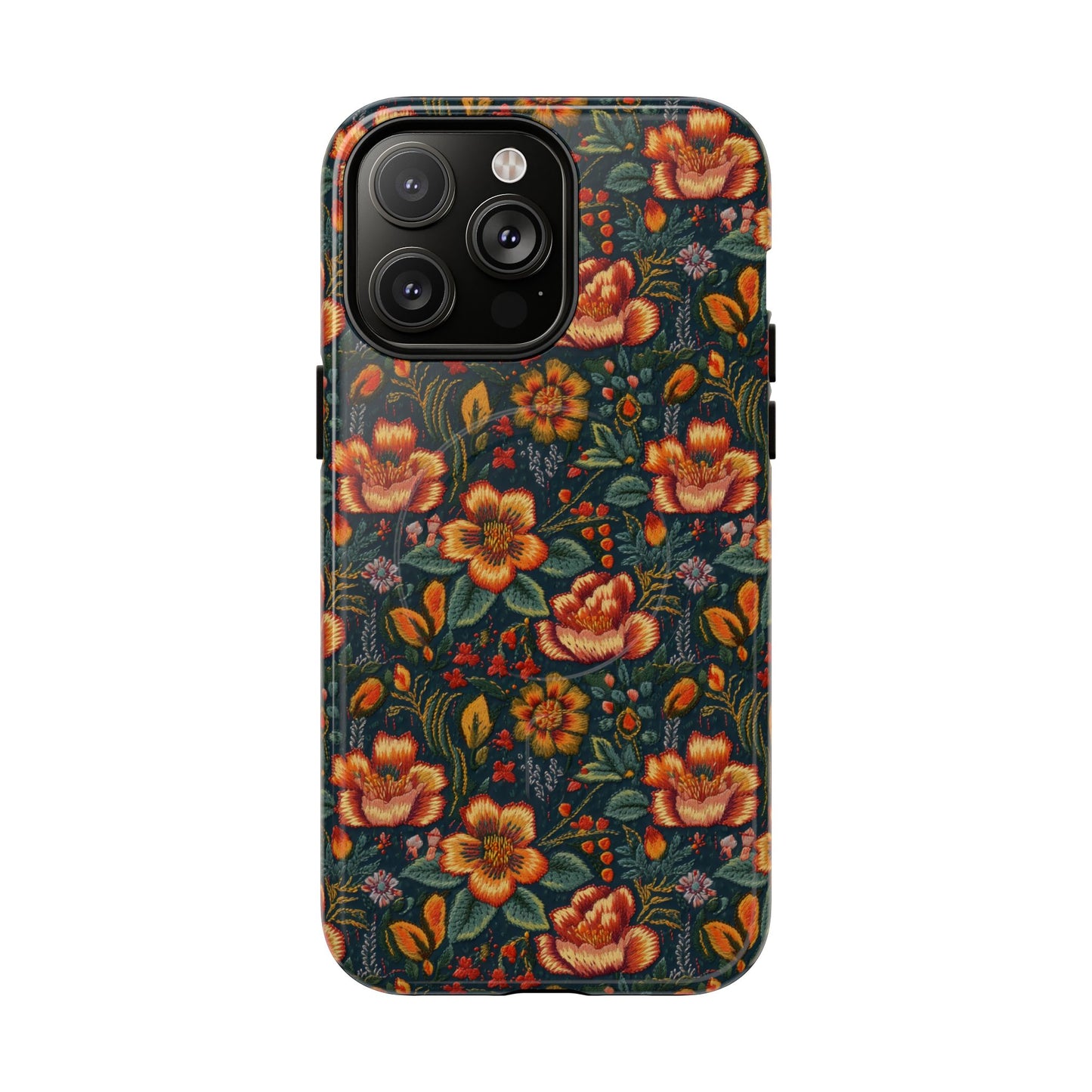 Embroidered Flowers Magnetic Case