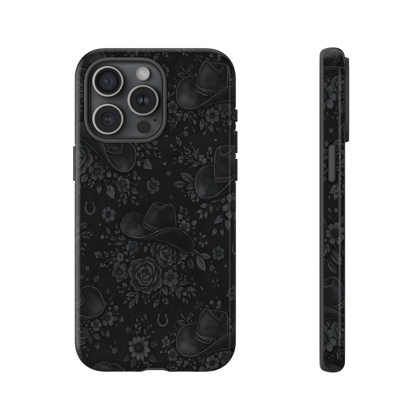 Western Noir Floral Hats Tough Case