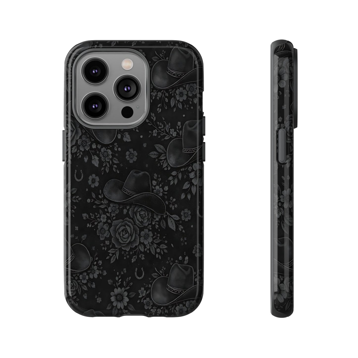 Western Noir Floral Hats Tough Case