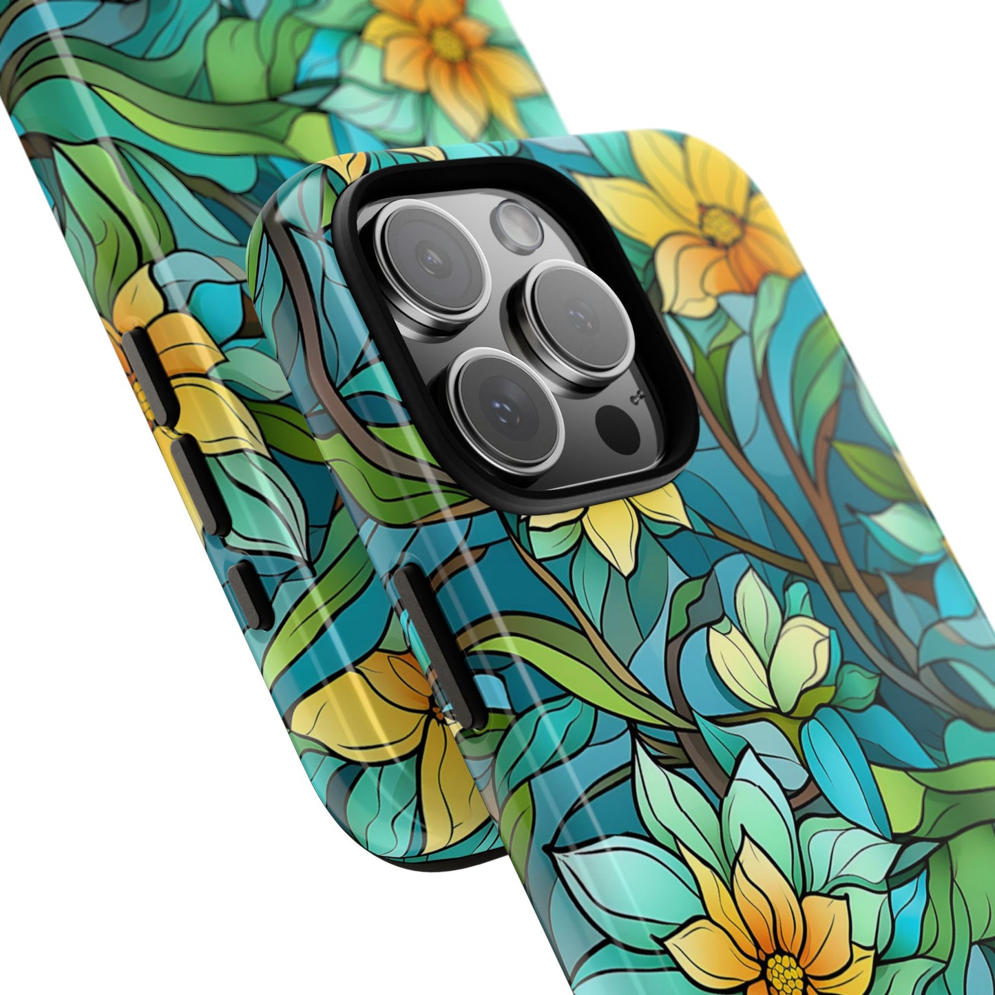 Stained Glass Yellow Flowers Tough Phone Case