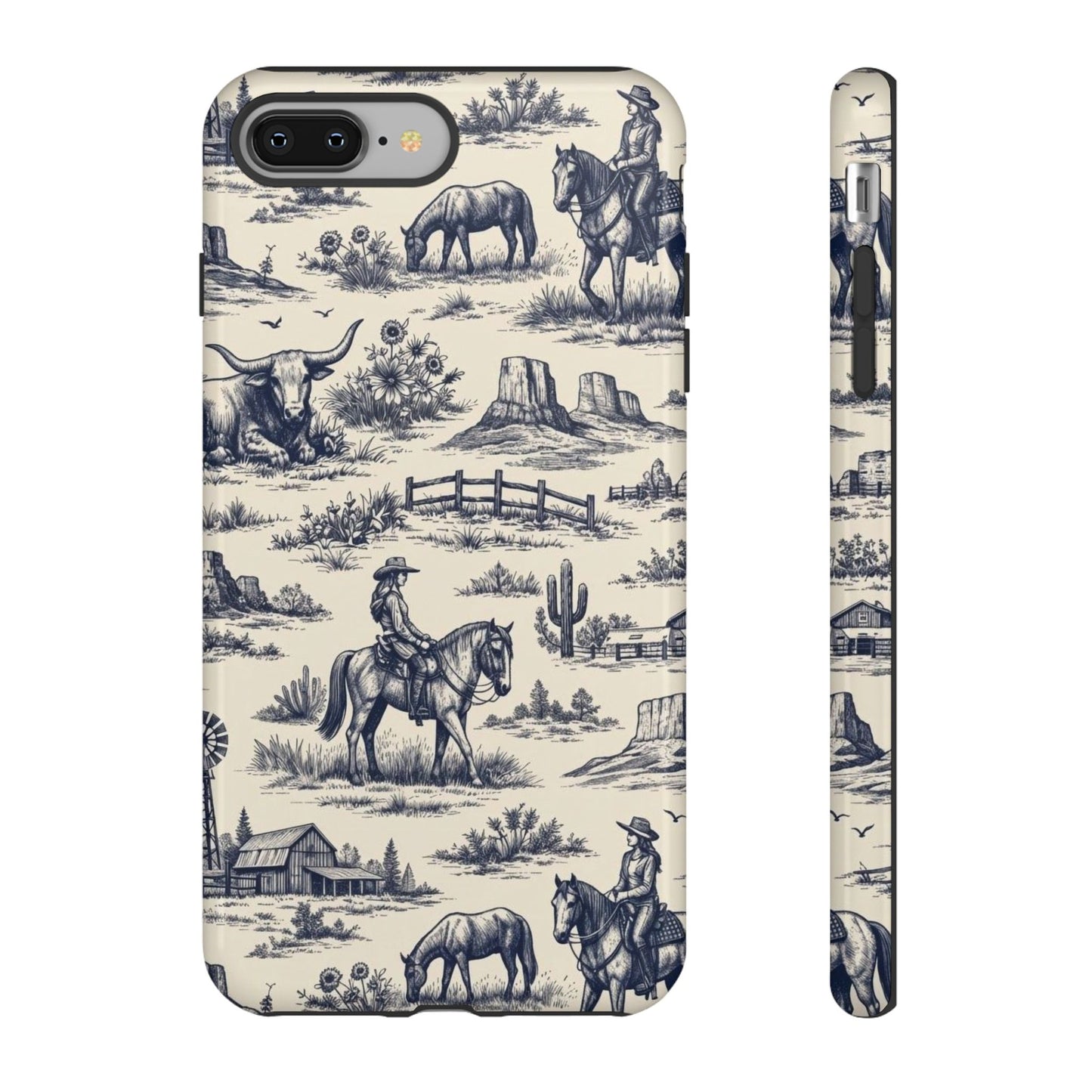 Western Toile Navy Tough Case