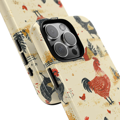 Red Black Chickens Tough Phone Case
