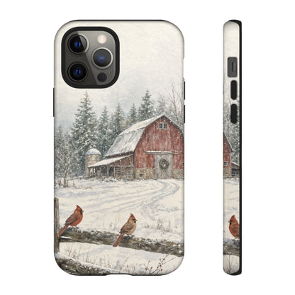 Snowy Red Barn Tough Case