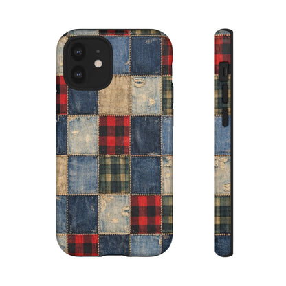 Denim Plaid Patchwork Tough Case