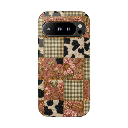 Cowhide Floral Quilt Tough Case