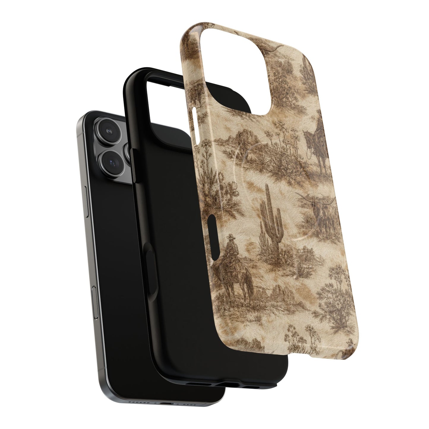 Ivory Cowhide Toile Magnetic Case
