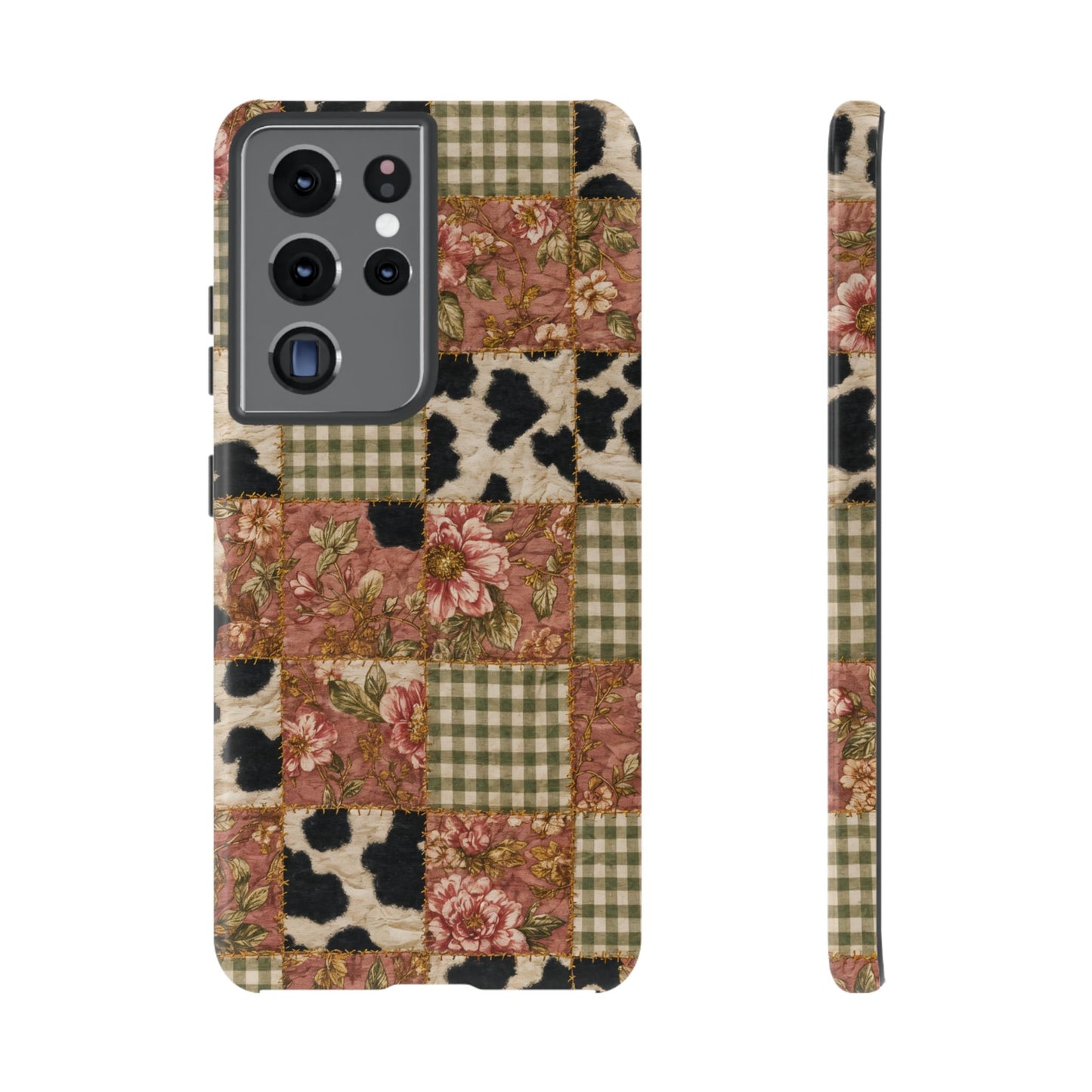 Cowhide Floral Quilt Tough Case