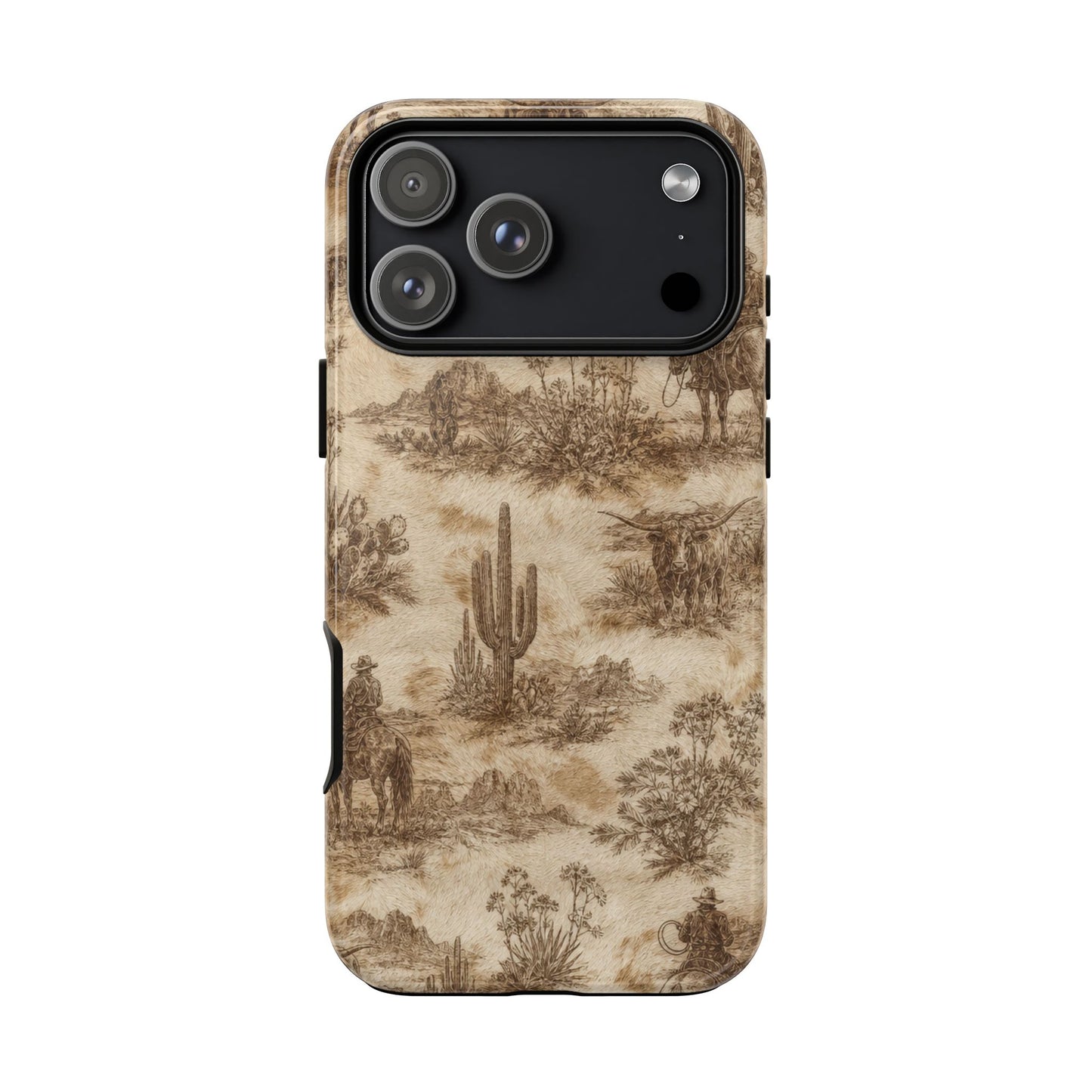 Ivory Cowhide Toile Tough Case
