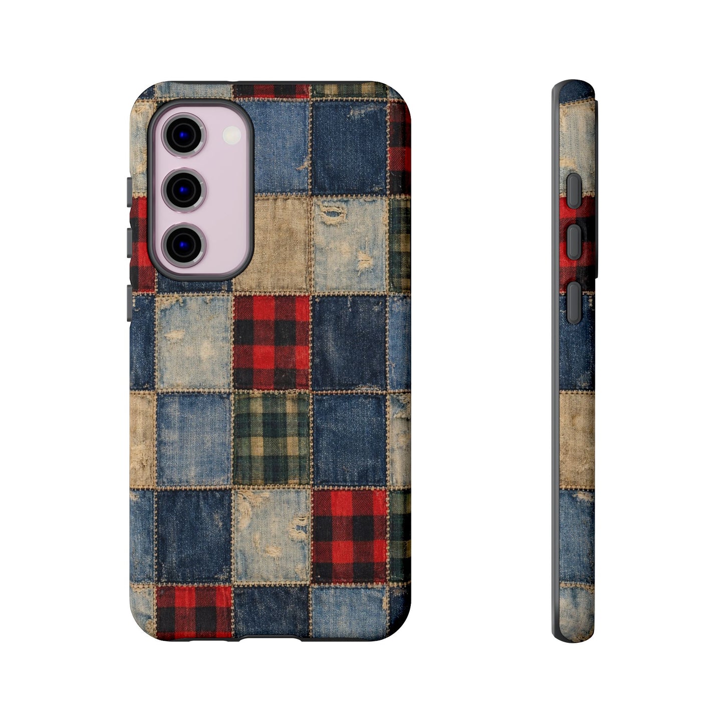 Denim Plaid Patchwork Tough Case