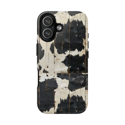 Black Wooden Cowhide Tough Phone Case