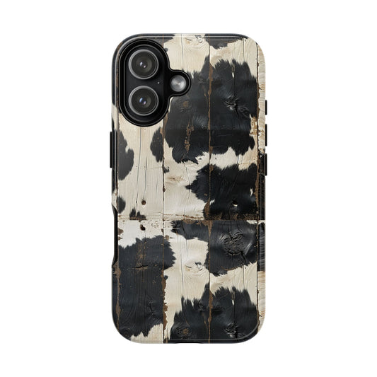 Black Wooden Cowhide Tough Phone Case