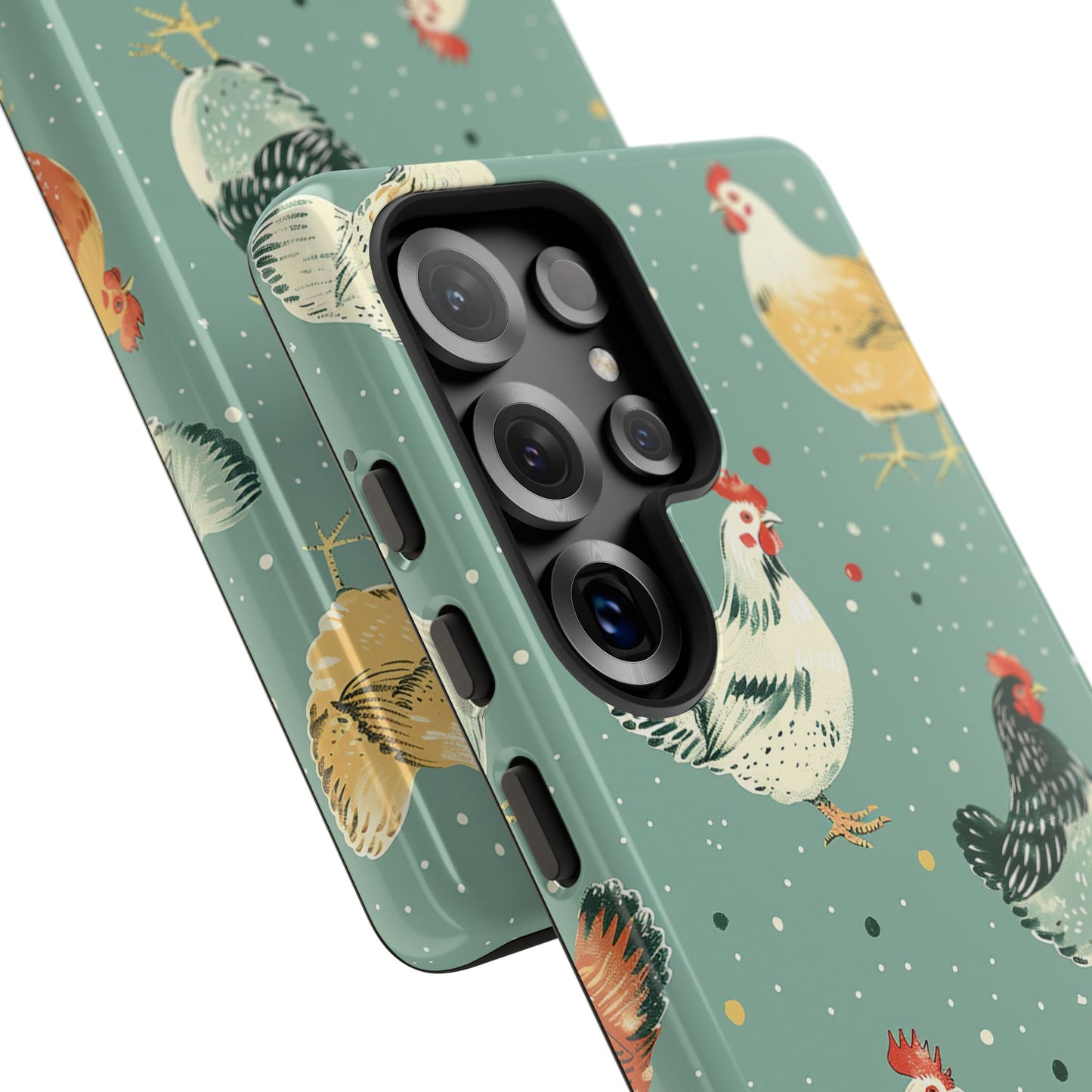 Green Polka Dot Chickens Tough Phone Case