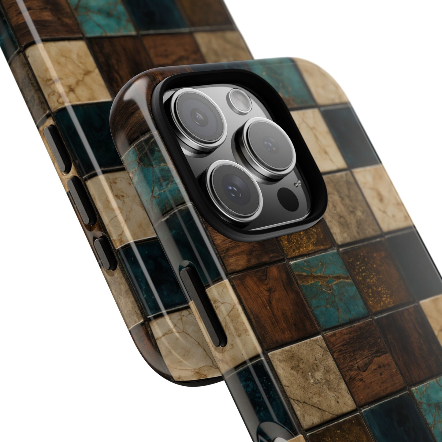 Teal Walnut Tile Tough Case