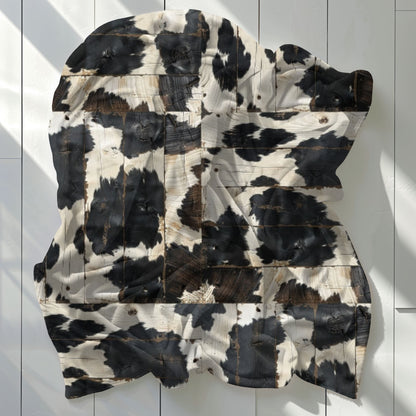 Black Wooden Cowhide Blanket