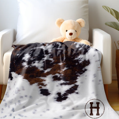 Cowhide Print Monogram Blanket