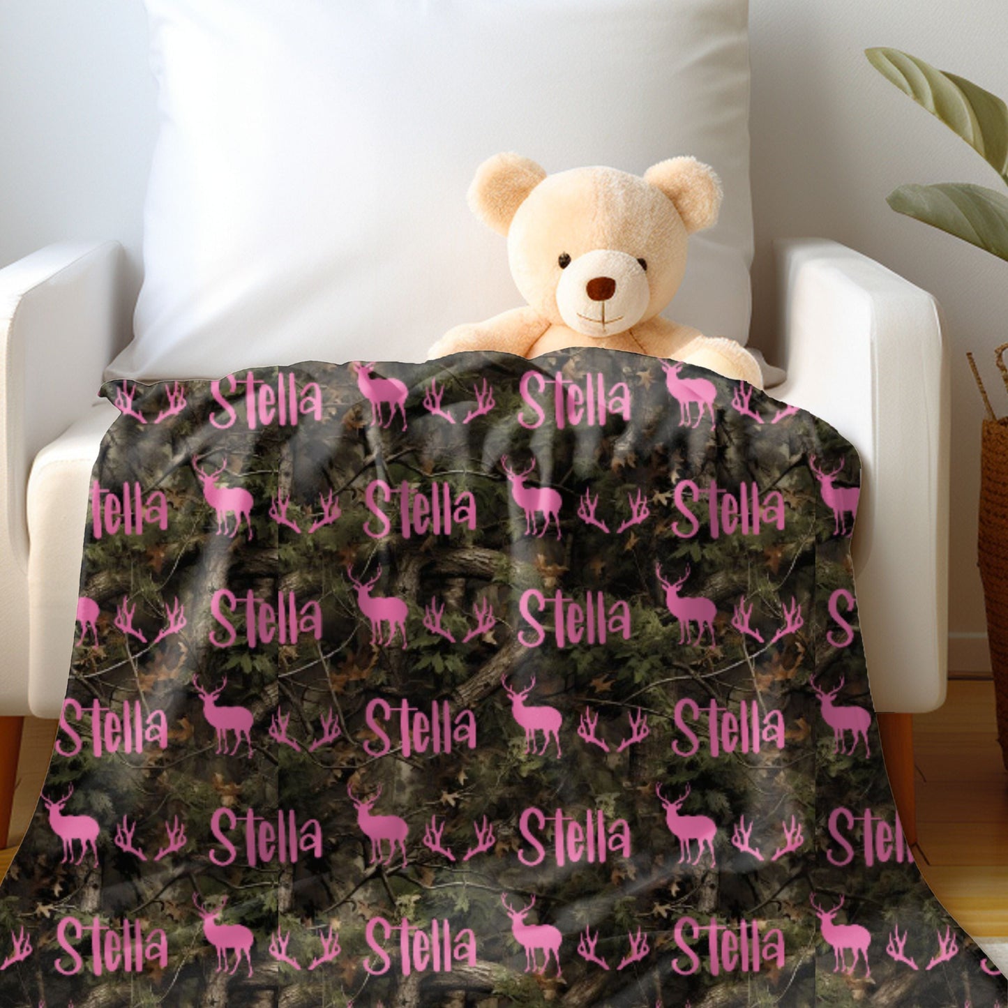 Personalized Camo Deer Blanket