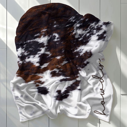 Cowhide Print Howdy Blanket