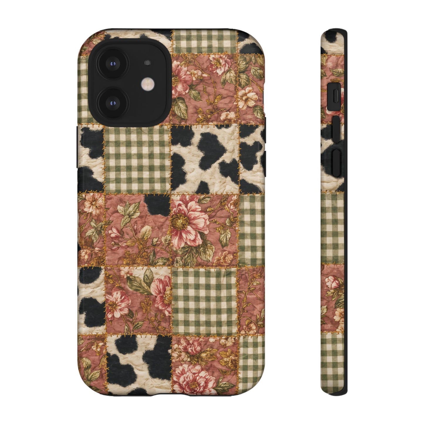 Cowhide Floral Quilt Tough Case