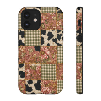 Cowhide Floral Quilt Tough Case