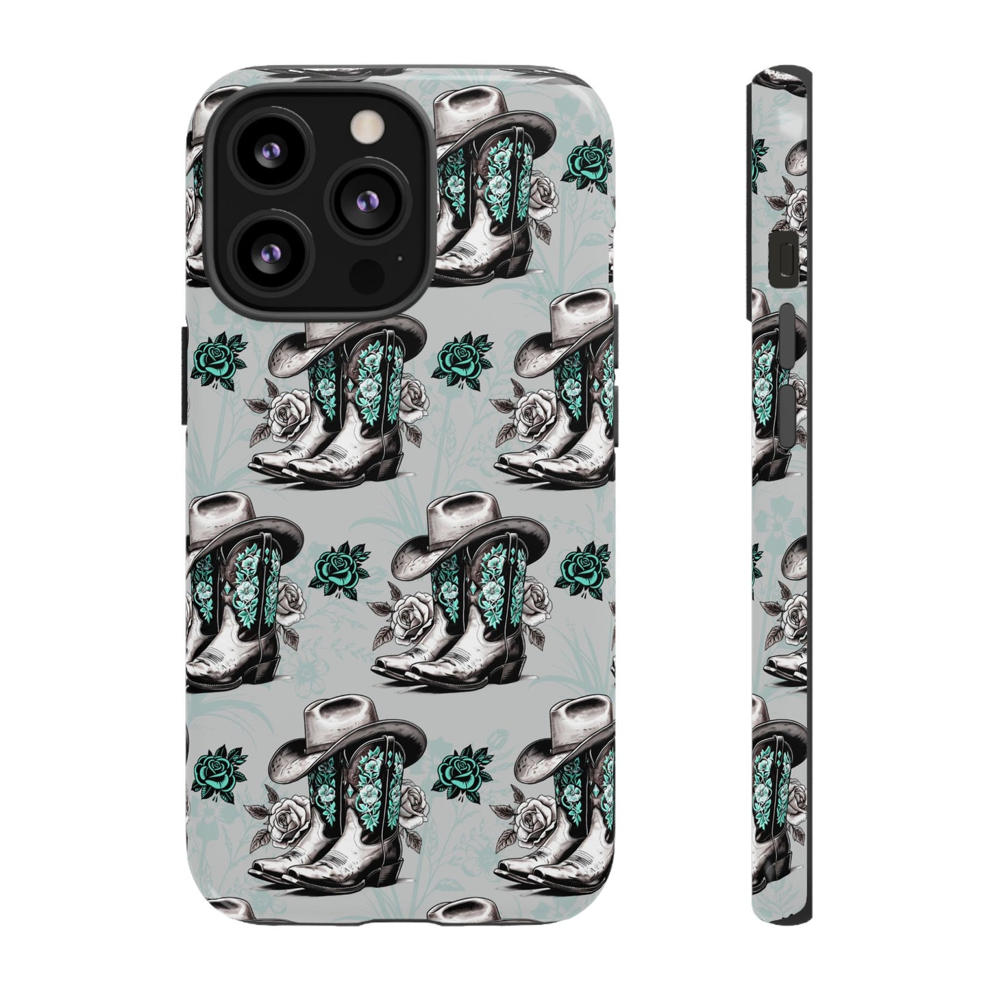 Teal Floral Boots Tough Case