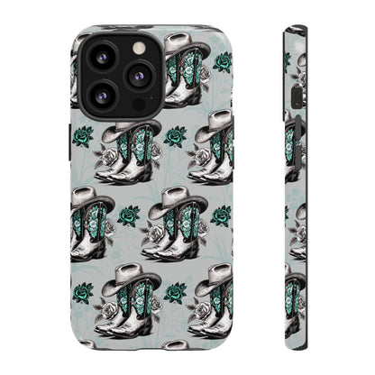 Teal Floral Boots Tough Case
