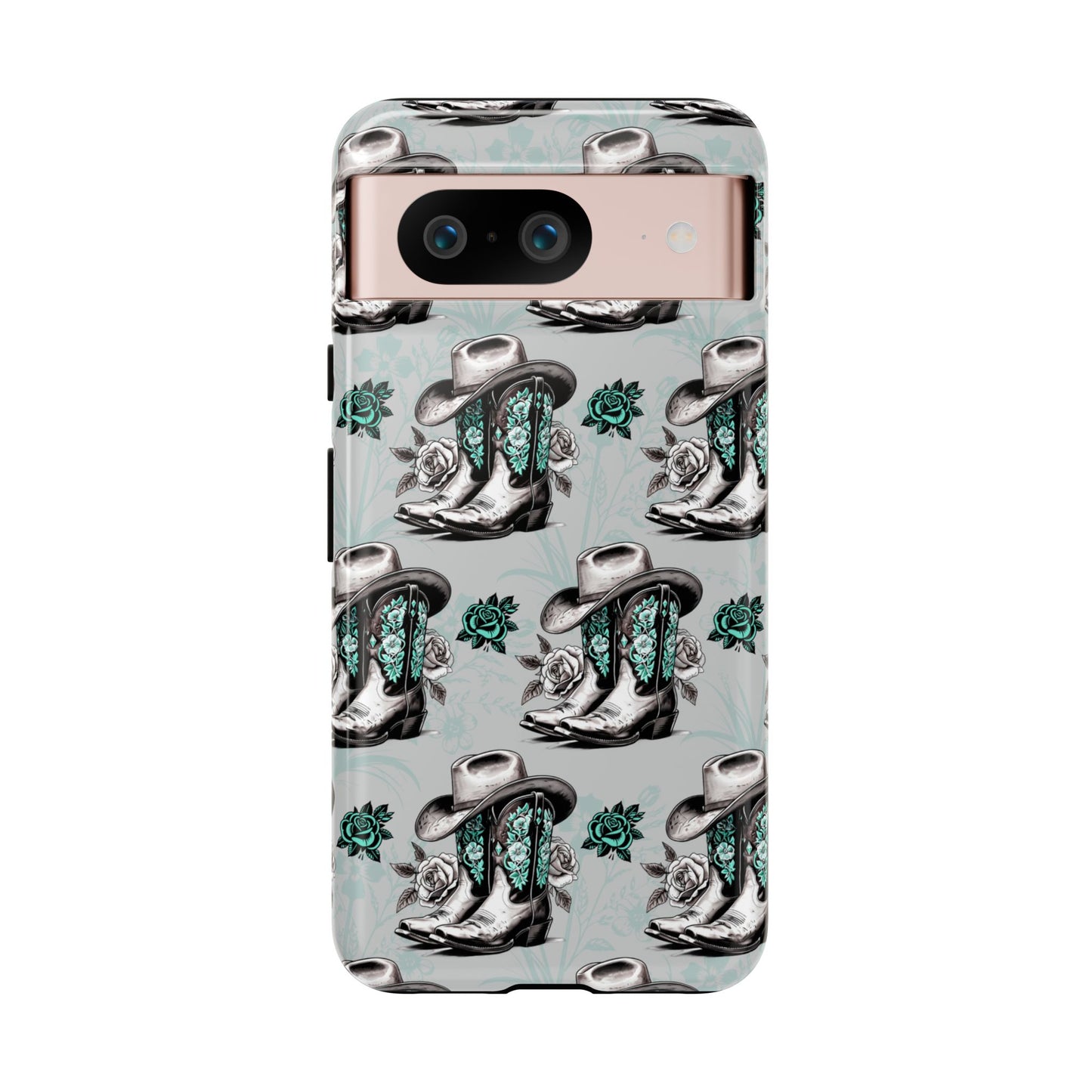 Teal Floral Boots Tough Case