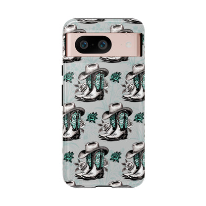 Teal Floral Boots Tough Case