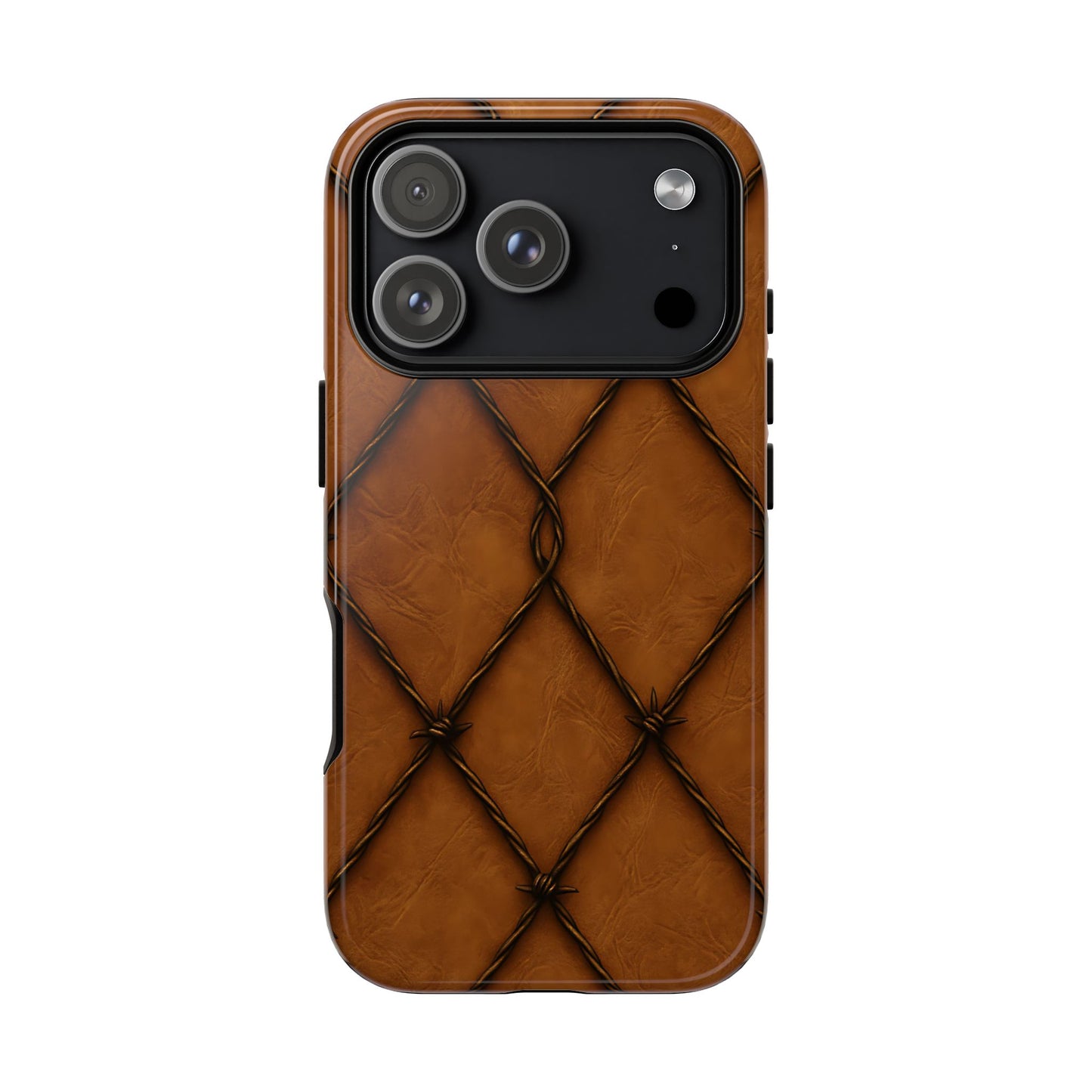 Tan Barbed Wire Grid Tough Phone Case