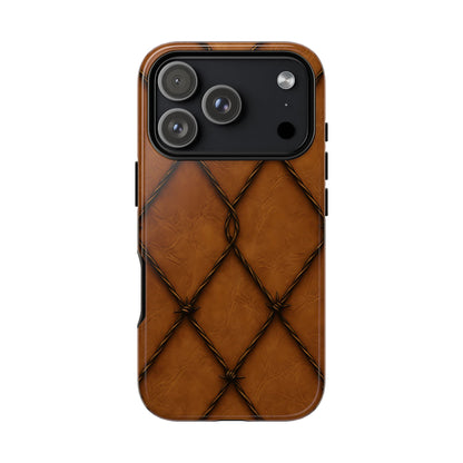 Tan Barbed Wire Grid Tough Phone Case
