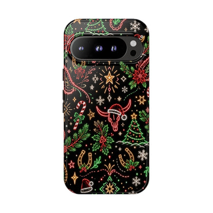 Neon Christmas Skulls Tough Case