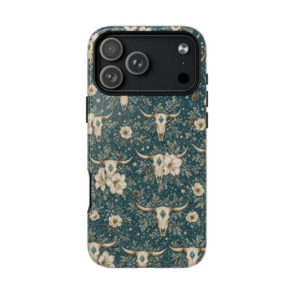 Turquoise Winter Skull Magnetic Case