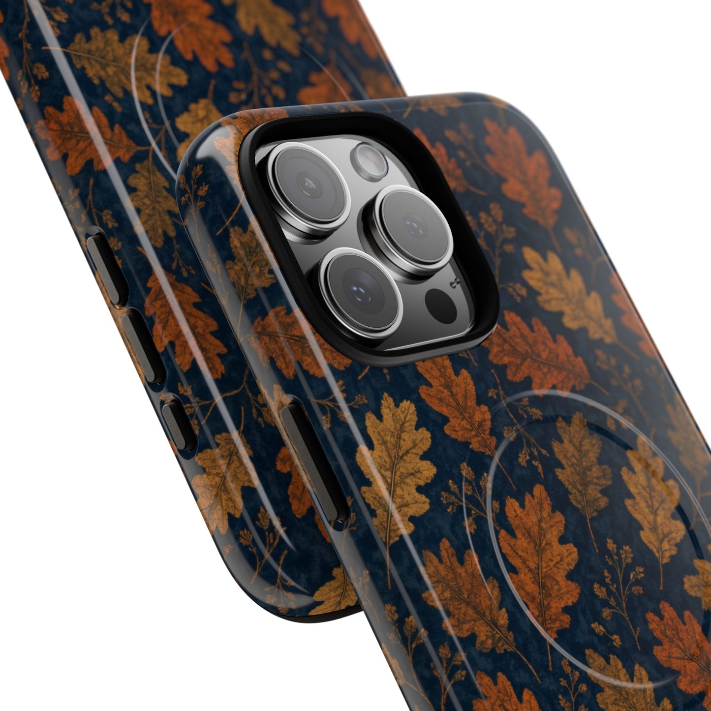 Navy Autumn Leaves Magnetic Case