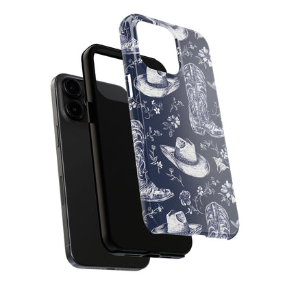 Navy Floral Boots Phone Case