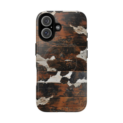 Wooden Cowhide Bull Skull Magnetic Case