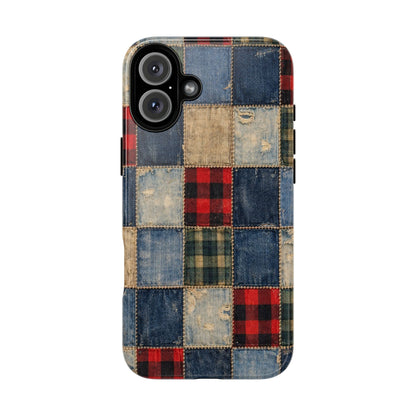 Denim Plaid Patchwork Tough Case