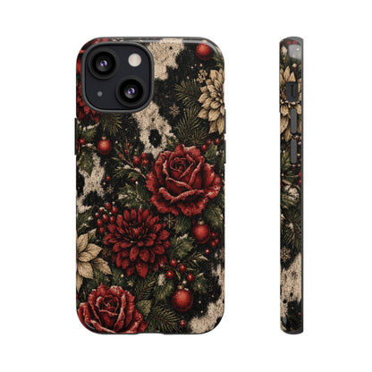 Cowhide Christmas Roses Tough Case