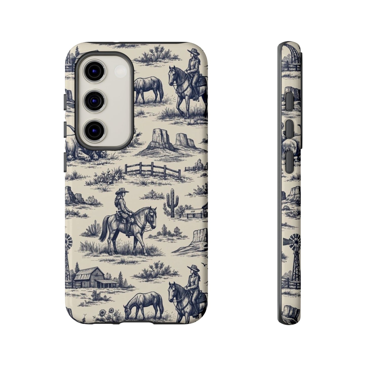 Western Toile Navy Tough Case