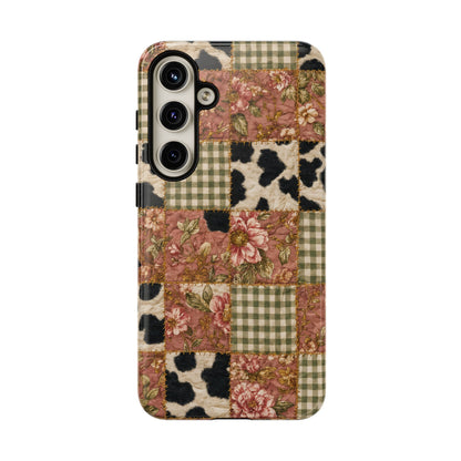 Cowhide Floral Quilt Tough Case