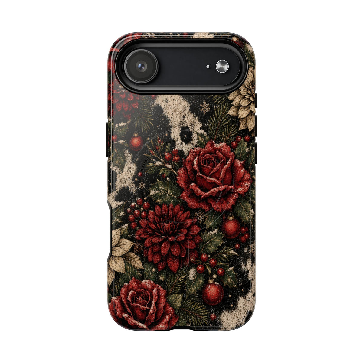 Cowhide Christmas Roses Magnetic Case