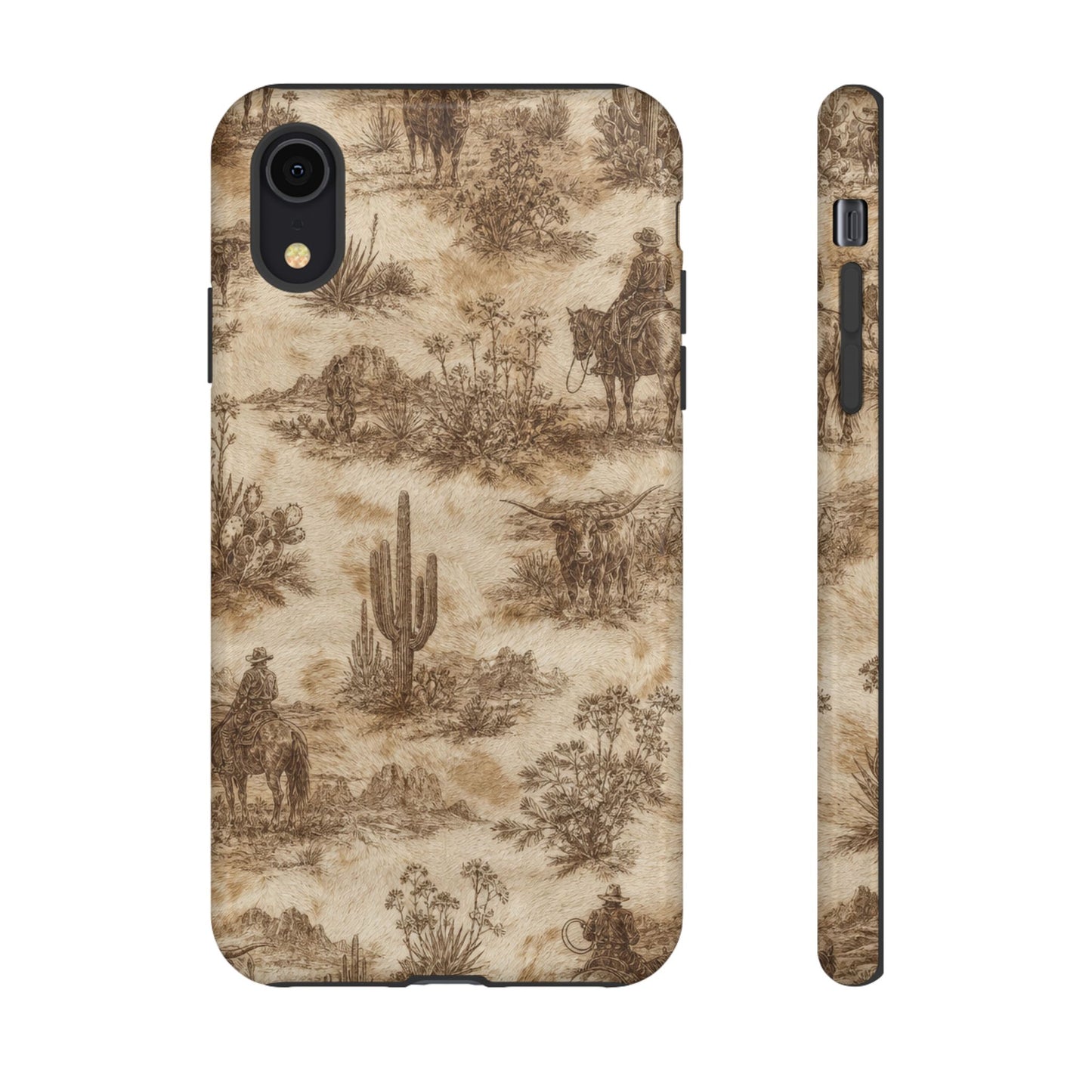 Ivory Cowhide Toile Tough Case