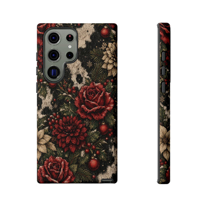 Cowhide Christmas Roses Tough Case