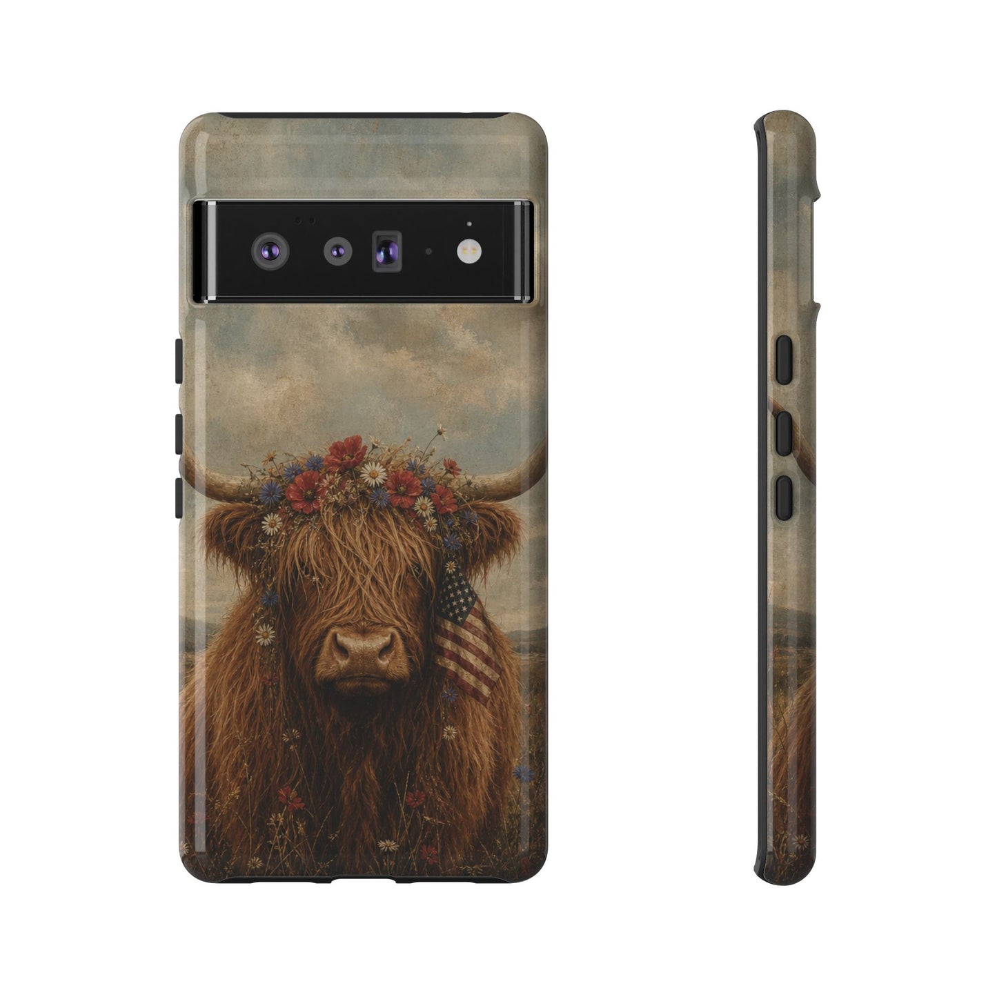 Patriotic Highland Cow Tough Case