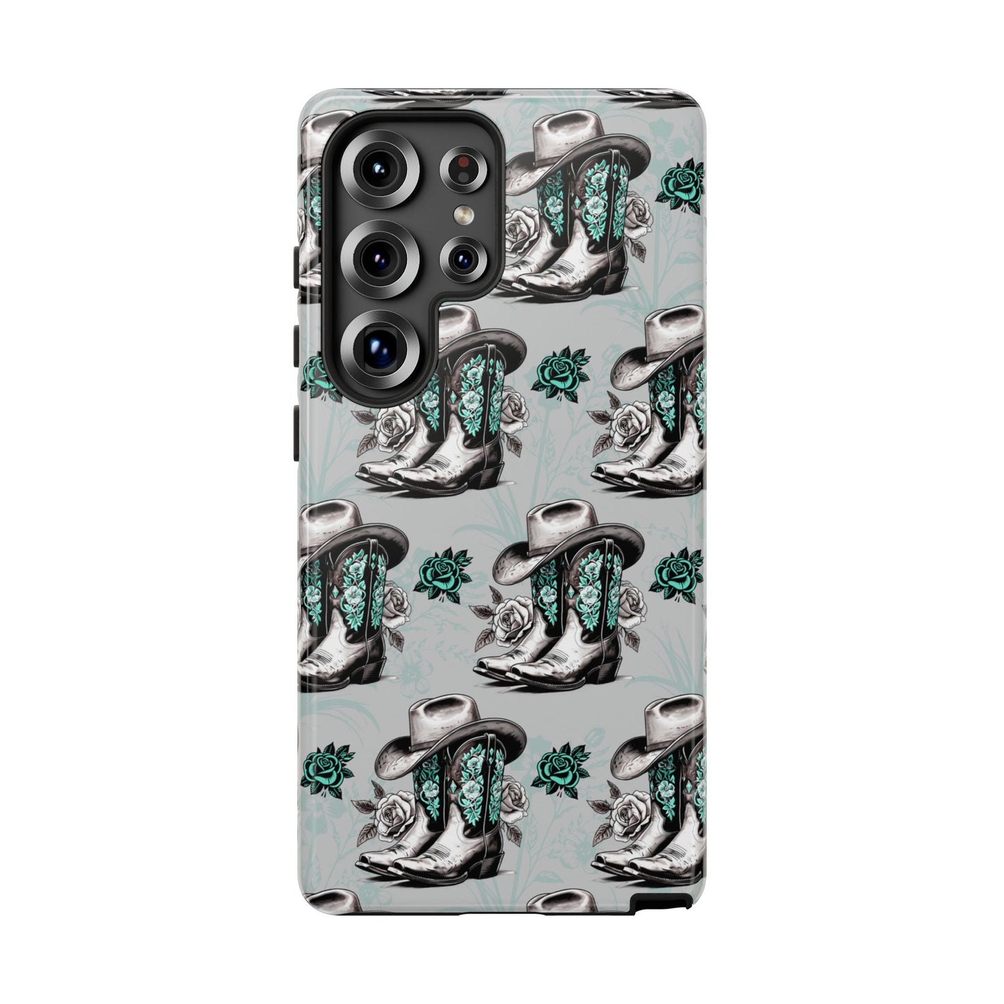 Teal Floral Boots Tough Case