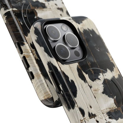 Black Wooden Cowhide Magnetic Case