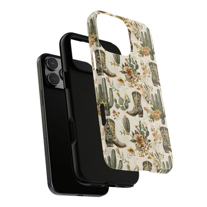 Sage Boots and Flowers Tough Phone Case