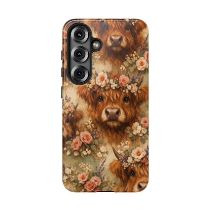 Floral Highland Cow Tough Case