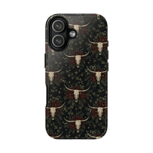 Midnight Skull Poinsettia Tough Case